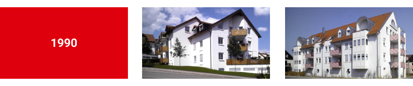 Zwei unterschiedliche Wohngebäude der Kreisbau Filstal aus den 1990er